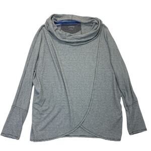 Calvin Klein Performance Cowl Neck Crossover Sweatshirt Size Large gray stripes